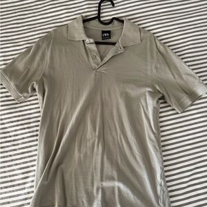 Zara Men's Beige Polo Shirt